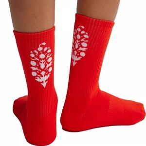 FP Movement by Free People Last Lap Tube Socks (Flame/White) NWT